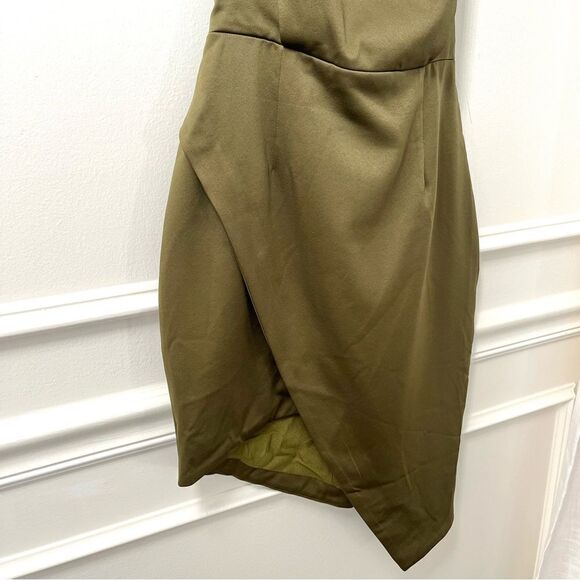 Elliatt Revolve Camo Asymmetric Satin Cocktail Dress Dark Green Size NWT - Picture 7 of 15
